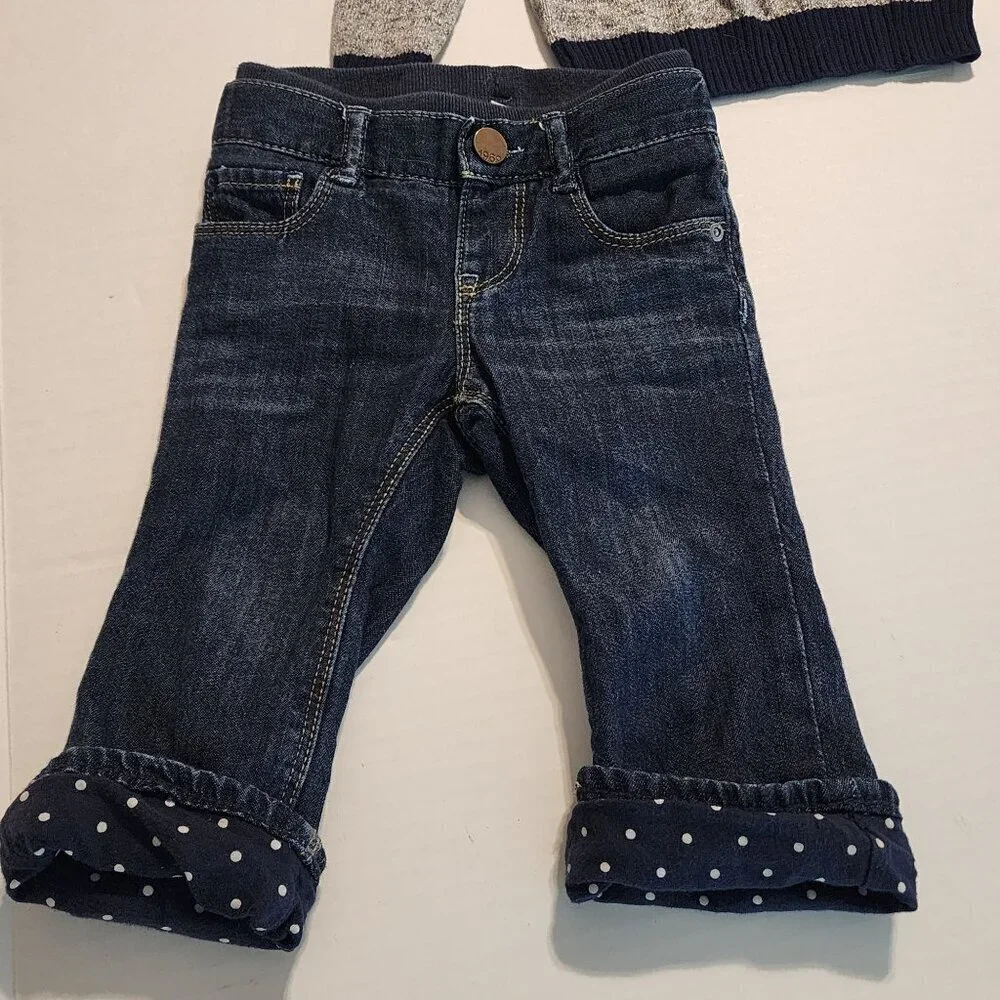 Baby Gap 2 pc outfit girl sz 12-18 months Cat sweater Jeans School Play Daycare